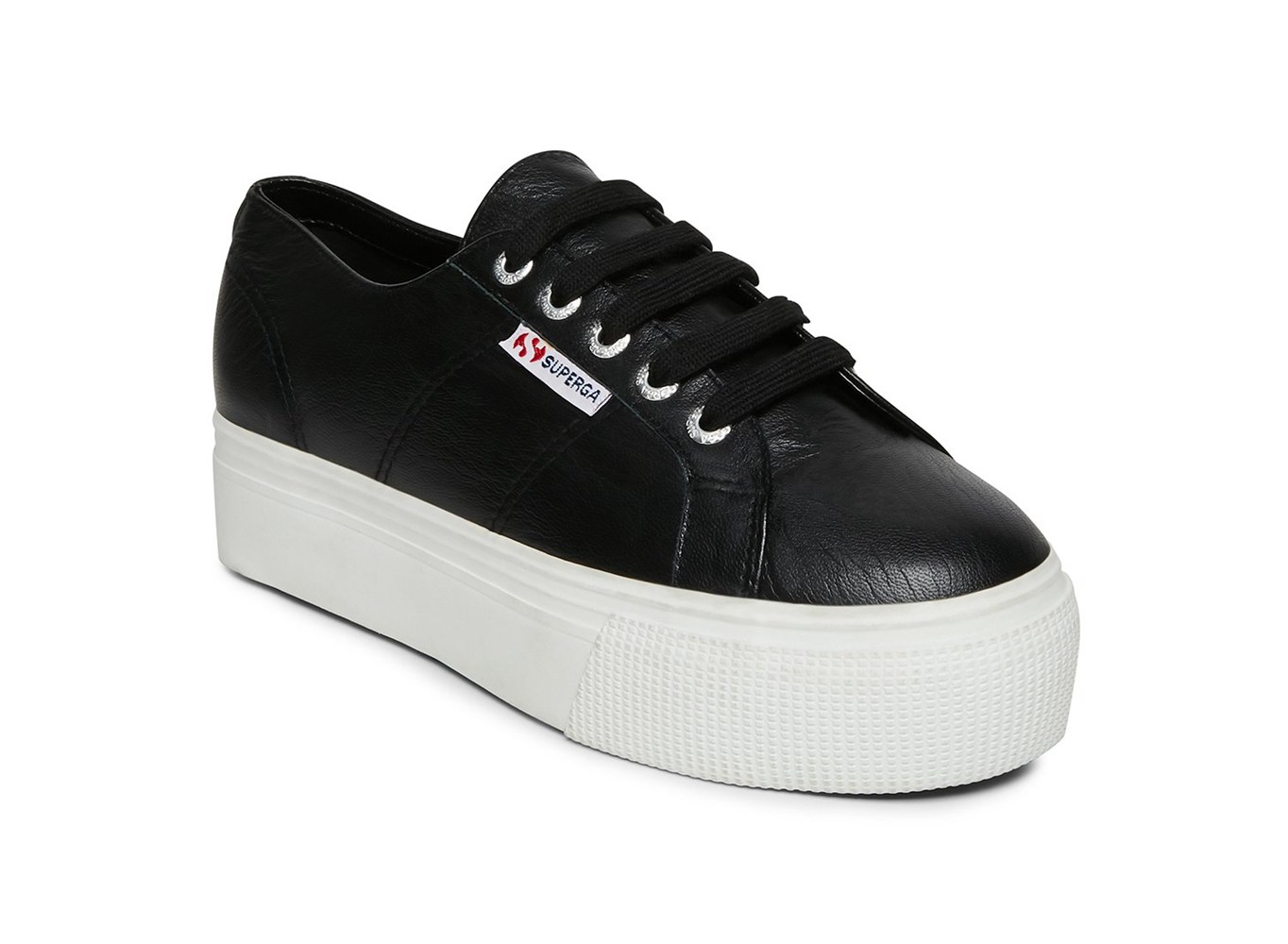 Superga Platform Womens - 2790 Nappa Leather - Black - PTCFJ3527